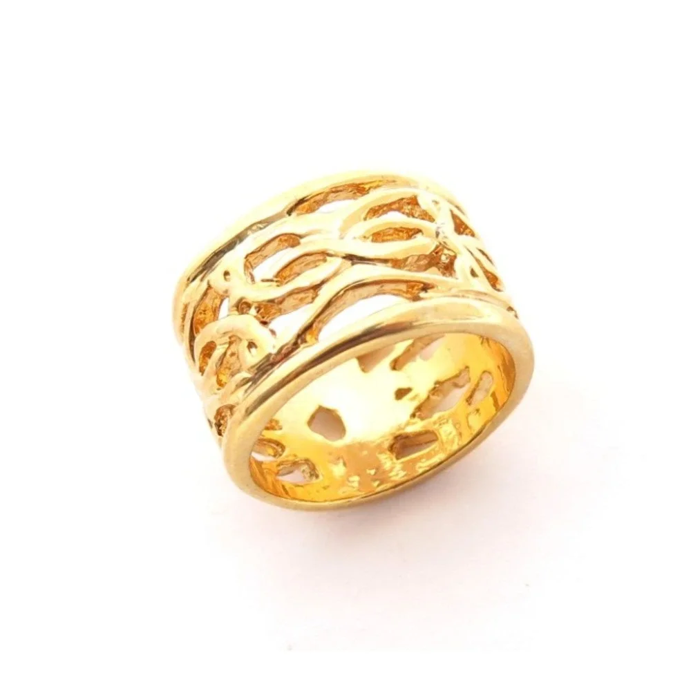 Gold Plated Wide‎ Filigree Style Ring